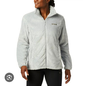 Columbia Light Gray Fleece Teddy Jacket Large